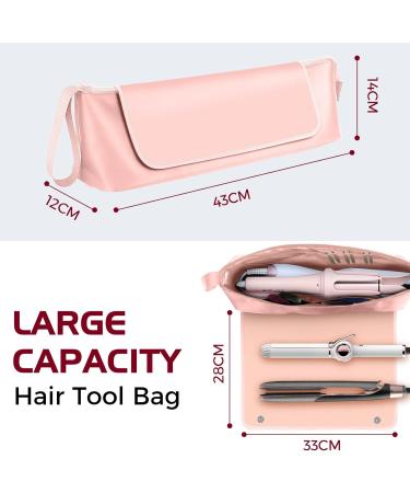 2-in-1 Heat Resistant Hair Tools Travel Bag - Organizer for Flat Irons Curling Irons & Accessories - Perfect Heat Mat for On-the-Go - Pink - Buy Online on GoSupps.com