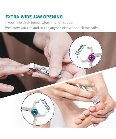 SZQHT Extra Wide Jaw Opening Nail Clippers for Thick Nails - Professional Ingrown Toenail & Fingernail Cutter - Manicure Pedicure Set for Men & Women - Buy Online on GoSupps.com