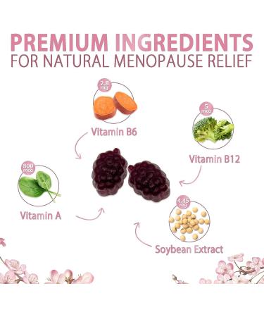 Menopause Relief Gummies - Natural Hot Flash & Night Sweats Support - Energy Supplement - Raspberry Pomegranate - 60 Gummies - Buy Online on GoSupps.com
