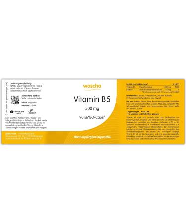 Woscha Vitamin B5 500mg - 100 000 Caps | Premium Quality Vitamin Supplement for Energy & Skin Health | International Shipping Available - Buy Online on GoSupps.com