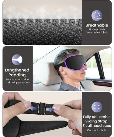 WAOAW Sleep Mask for Men Women Blackout Eye Masks for Sleep - 3D Breathable Soft Comfortable Eye Mask for Travel - Adjustable Light Blocking Night Masks for Sleeping - Purple - Buy Online on GoSupps.com