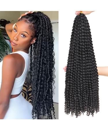 Leeven 7 Packs Passion Twist Braiding Hair for Butterfly Locs Natural Black Water Wave Crochet Passion Twist Hair for Women 30 Inch Super Long Bohemian Braids Synthetic Crochet Hair 1B# 30 Inch (Pack of 7) 1B#
