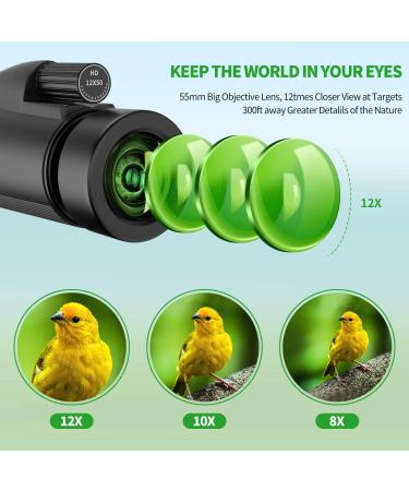 JIPNO High Powered Monocular-Telescope for Adults and Kids with Smartphone Adapter  Dust-Proof BAK4 Prism Monocular with Clear Low Light Vision for Hunting/Target Shooting/Stargazing/Camping/Traveling 12x50 - Buy Online on GoSupps.com