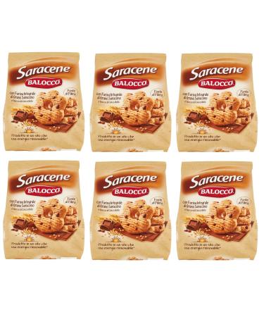 Balocco Set of 6 Balocco Saracene Biscotti con grano saraceno e gocce di cioccolato with buckwheat and chocolate chips cookies 100% Italian biscuits 700 g