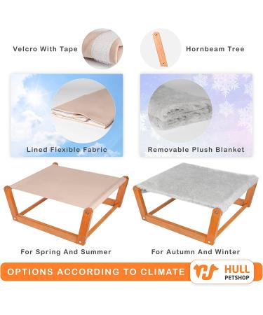 HullPetshop Cat Hammock & Dog Bed - Elevated Wood Pet Furniture for Small, Medium & Large Pets | Easy Assembly Indoor Hammock for Cats - Grey/Mink - Buy Online on GoSupps.com