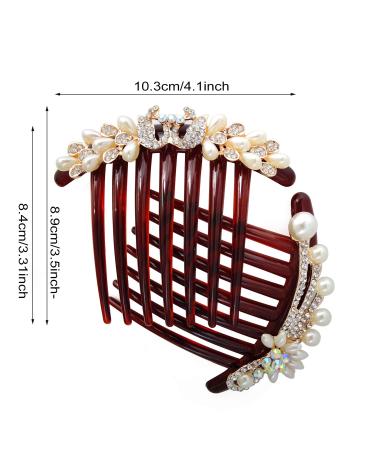 Honbay 2PCS Pearl Crystal Rhinestone Hair Side Combs for Women - Floral Twist Hairpin Accessories (2 Styles) - Buy Online on GoSupps.com