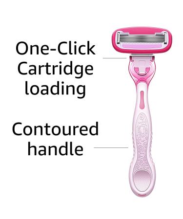 Amazon Basics Women's 5-Blade Razor | Fits Amazon Basics & Venus Handles | Includes 1 Handle, 2 Cartridges, Shower Hanger, and 2 Refills - Buy Online on GoSupps.com