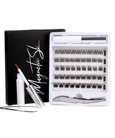 Lash Clusters  DIY Eyelashes Extensions 45Pcs Clusters Lashes with Glue Natural Look Wispy Fluffy Lash Extension Kit Reusable False Eyelashes Individual Lashes Mix 10-16mm C CC D Curl DIY at Home-MIX 45 PCS-MIX