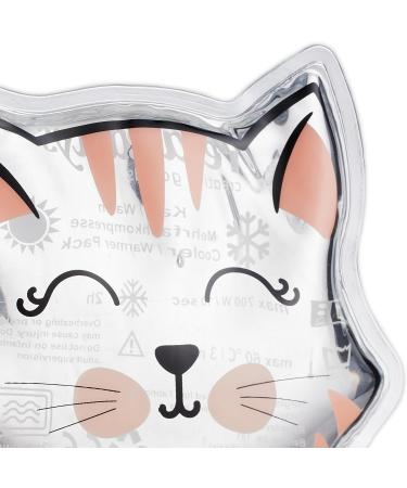Relaxdays Cooling Pads for Children - Set of 4 Ice & Hot Compress Gel Packs (10x11 cm) - Transparent Cat Design - Buy Online on GoSupps.com