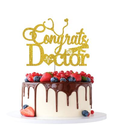 Tenhaisi Gold Glitter Congrats Doctor Cake Topper Medical School Doctor Graduation Party Decoration Supplies for Boy Girl College Graduation Cake Decor - Buy Online on GoSupps.com