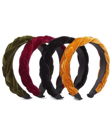 Glamlily 4 Pack Velvet Braided Headbands for Women Wide Non-Slip Padded Hair Accessories (4 Colors) - Buy Online on GoSupps.com