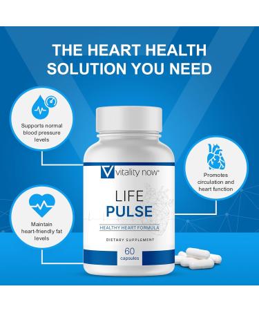 Vitality Now Life Pulse Natural Heart Health Supplement 7 Power Ingredients for Blood Pressure & Cardiovascular Support Non-GMO Formula for Men & Women Made by Former NASA Scientist (Pack of 1) - Buy Online on GoSupps.com
