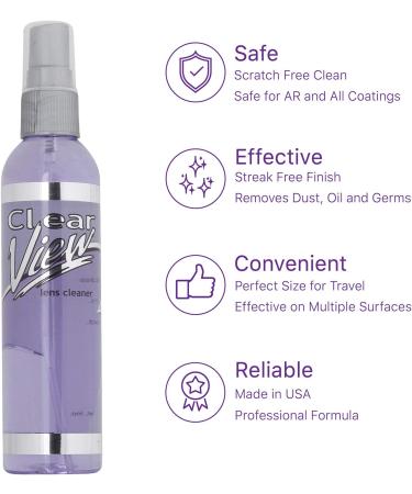 Clear View Premium Lens Cleaner Spray (2 Pack - 8oz) | Anti-Streak, Anti-Static, AR-Coated | for Glasses, Screens, Cameras - Buy Online on GoSupps.com