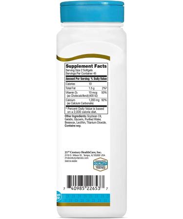 21st Century Calcium 1200 mg with D3 - 90 Liquid Softgels for Bone Health - Buy Online on GoSupps.com