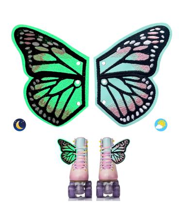 GR GLAMRAY Glow in The Dark Butterfly Wings for Roller Skate Shoes Boots, Roller Skate Accessories for Women Girls, Charm for Shoes