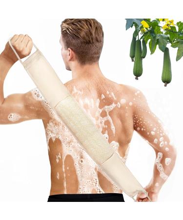 Inmorven 40 Natural Loofah Back Brush & Sponge - Gentle Exfoliating Peeling Scrubber for Men & Women - White Luffa for Thorough Cleaning - Buy Online on GoSupps.com