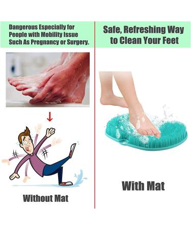 Extra Large Shower Foot Scrubber Massager with Non-Slip Suction Cups - Increase Circulation & Exfoliation - Soft Bristles - 11.8 x 9.5 Inches - Green - Buy Online on GoSupps.com