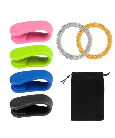 6 pieces acupressure bracket massage ring sensory finger ring set portable shiatsu clips anti-stress massage rings for finger acupressure ring finger massage ring acupresser rart