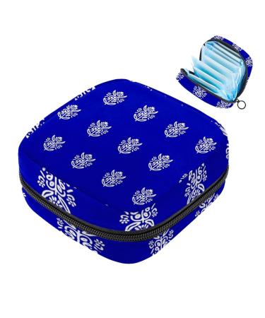Floral Pattern Napkin Storage Bag Portable Women Teen Girls Menstrual Cup Nursing Pad Holder Blue
