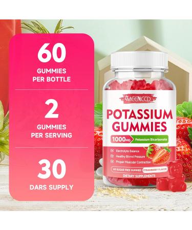Potassium Gummies 1000mg Potassium Bicarbonate Supplement for Adults & Kids Potassium Supplement for Electrolyte Balance & Muscle Heath Sugar-Free Strawberry Flavor 60 Count 60 Count (Pack of 1) - Buy Online on GoSupps.com