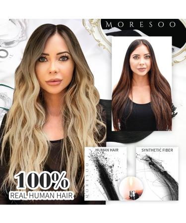 Moresoo Microring Extensions | Real Hair 1g Ombre Micro Loop #2/27/613 | Dark Brown to Caramel Blonde | 50 cm Remy Cold Fusion Hair Extensions - Buy Online on GoSupps.com