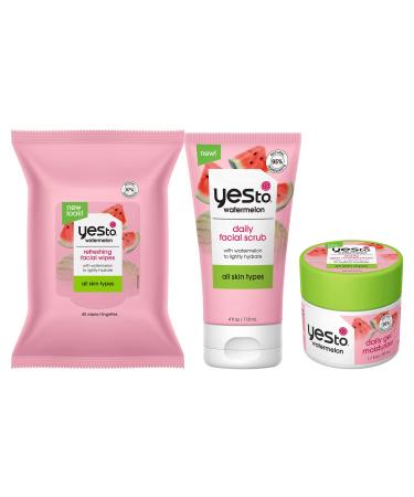 Yes To Watermelon Light Hydration Bundle, 40 Ct Super Fresh Facial Wipes, Daily Facial Scrub & Moisturizer, Hydrating Mix That Leaves Skin Refreshed & Brighter, Natural, Vegan & Cruelty Free, 3-Pack All Skin Types - Buy Online on GoSupps.com
