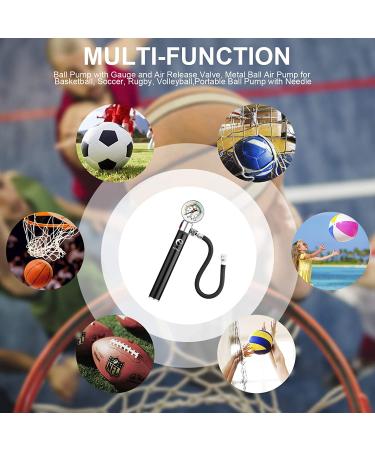 Ball Pump with Pressure Gauge - Sports Air Pump for Basketball, Football, Soccer, Rugby, Volleyball - Includes Inflation Needles & Release Valve - Buy Online on GoSupps.com