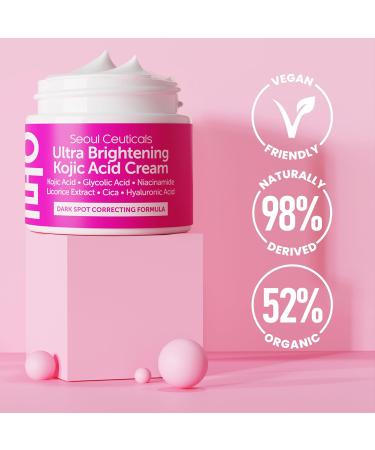 SeoulCeuticals Korean Kojic Acid Cream - Dark Spot Remover with Glycolic Acid Niacinamide & HA | Cruelty-Free K-Beauty Skincare 2oz - Buy Online on GoSupps.com