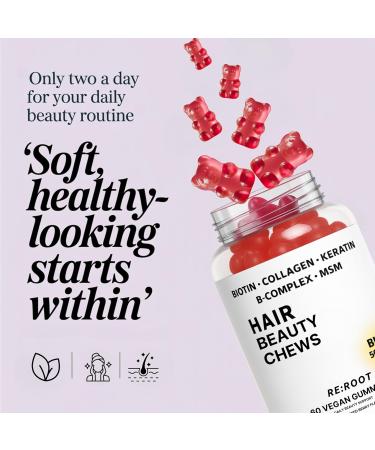 RE:ROOT Hair Beauty Gummies 5000 mcg Biotin Collagen Keratin MSM Hair Skin & Nails Support Vegan Berry Flavor 60 Gummies - Buy Online on GoSupps.com