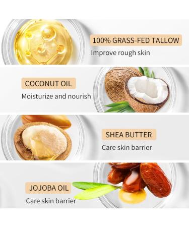 Tallow Soap Bar - Natural Soap for Body & Face - Skin Care Tallow Product - Moisturizing Tallow Handmade Soap with 100% Grass-fed Tallow - Soothing Dry Skin Mens Soap 113g - Buy Online on GoSupps.com