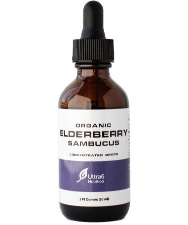 Ultra6 Nutrition Organic Elderberry Syrup Black Elderberry Drops for Kids & Adults - Sambucus Elderberry Supplement Immune Booster & Immune Support- NO Alcohol/Vegan - More Value w 60 Servings