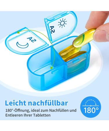 7-Day Tablet Organizer Box - Portable Pill Dose Case with 14 Compartments - Ideal for Medications on the Go - Blue - Buy Online on GoSupps.com