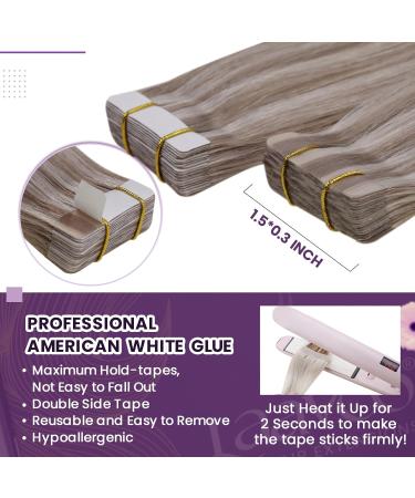 LAAVOO Tape In Hair Extensions - Real Remy Hair with Blond Highlights #19/60 50g 20pcs Ashblond & Platino Blond 35cm - Shop Now! - Buy Online on GoSupps.com