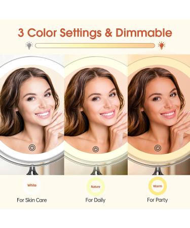 Rechargeable 8 inch Lighted Makeup Mirror with 10X Magnification - 2-Sided Vanity Mirror with Dimmable LED Lights - 360 Degree Adjustable Silver Finish - Buy Online on GoSupps.com