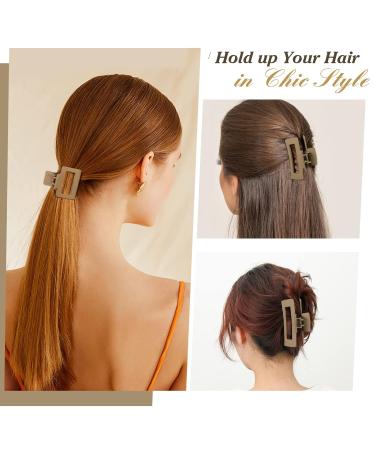 Shinowa Leopard Pattern Hair Clips - 3-Pack Strong Hold Slipproof Jaw Clamp Accessories for Long Thick Hair - Khaki - Buy Online on GoSupps.com