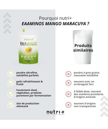 Nutri + EAA POWDER 500g Vegan - HIGH DOSE - all essential amino acids - Nutri-Plus Sport - mango-passion fruit flavor EAAs - Essential amino acids - Buy Online on GoSupps.com