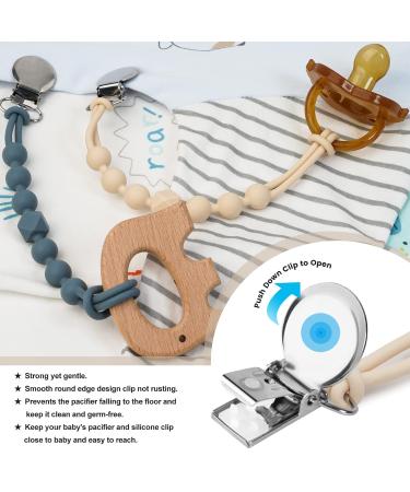 LORUIBUI Pacifier Clips for Boys - Silicone Paci Clip Set for Teething Relief - 2 Pack Beige+Grey - Baby Shower or Birthday Gift - Buy Online on GoSupps.com