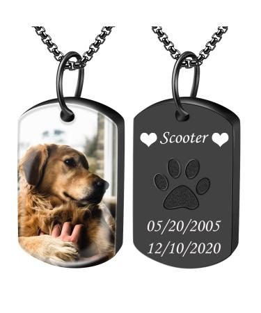 Fanery Sue Personalized Ash Necklace for Dog, Custom Pet/Dog Urn Necklace for Ashes, Pet Cremation Jewelry Memorial Dog/Pet Keepsake Necklace NECKLACE - Black dog tag - full color image