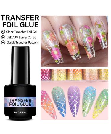 Nail Foil Glue 8ml Strong Adhesion Transparent Gel Requires a UV Lamp Ideal for Home Care and Decorative Nail Art - Buy Online on GoSupps.com