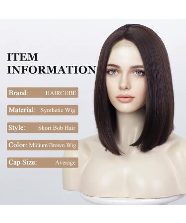 Dark Brown Shoulder Length Bob Wig for Women | Hand-Tied Heat Resistant Hairline | Natural Middle Part | 12inch - Buy Online on GoSupps.com
