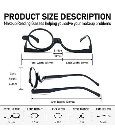 MMOWW Makeup Reading Glasses | Magnifying Makeup Glasses for Women | Flip-Down Single Lens Rotating Glasses | Black 1.5x - Buy Online on GoSupps.com