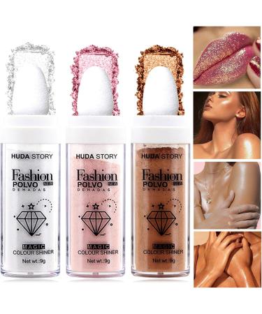 Powder White Loose Highlighter Face Body Glitter Wand Makeup Bronzer Illuminators Cosmetic for Girl Highlighters Makeup - Buy Online on GoSupps.com