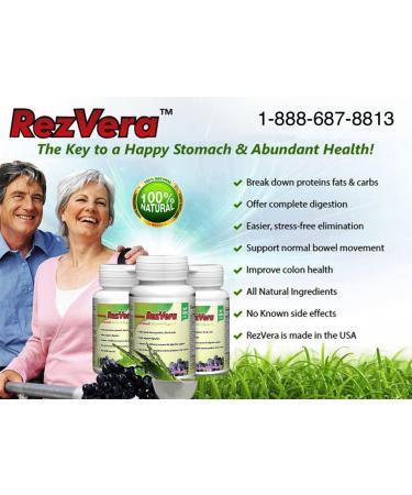 #1 Best All Natural Digestive Supplement for IBS Irritable Bowel Syndrome Stomach Bloating Gas Diarrhea Heartburn Acid Reflux Constipation Indigestion - RezVera 90 Capsules - Buy Online on GoSupps.com