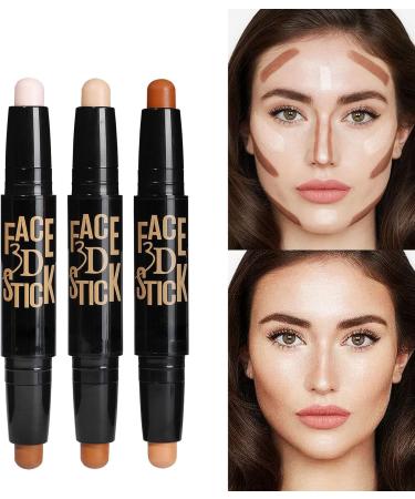2-in-1 Dual Head Contour Stick Highlight and Contour Stick Long Lasting Waterproof Contour Stick Set (01) - Buy Online on GoSupps.com
