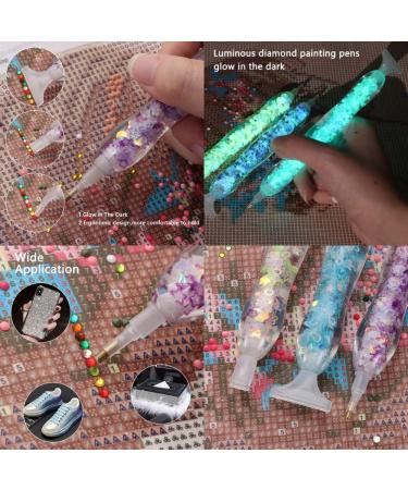 14pcs Diamond Painting Art Drill Pen Set - Luminous 5D Point Drill Pen Tools with Wax & Storage Box - Purple Resin Cross Stitch Diamond Rhinestone Beads Picker for DIY Nail Art & Embroidery Decoration - Buy Online on GoSupps.com