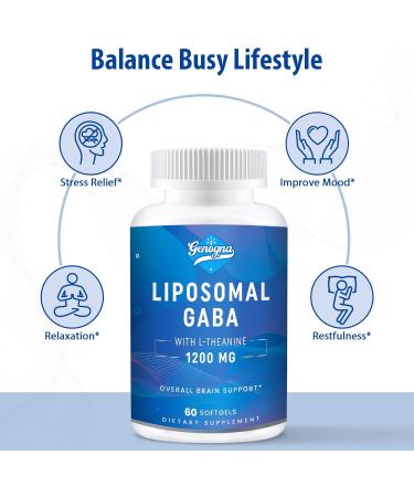 Liposomal GABA with L-Theanine 1200mg - 2 Pack High Bioavailable GABA Supplements 120 Capsules for Adults 60 Count (Pack of 2) - Buy Online on GoSupps.com