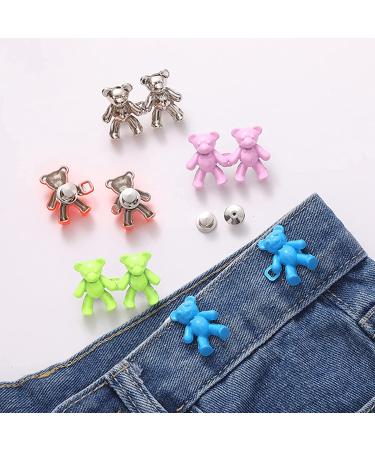 8 Pcs Bear Adjustable Waist Buckle Extenders - Fashion Jean Button Pins for Women Skirt Pant Jeans (8 Colors) - Buy Online on GoSupps.com