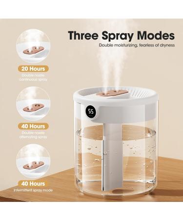 2L Cool Mist Air Humidifier with Night Light | Up to 20H Auto-Off | 36dB Quiet Operation | For Bedroom, Nursery, Office | Dual Nozzles (White) - Buy Online on GoSupps.com