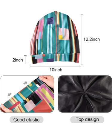 Women's Satin-Lined Green Stripe Sleep Cap | Cancer Hat for Night | No Fading Slouchy Beanie - Buy Online on GoSupps.com