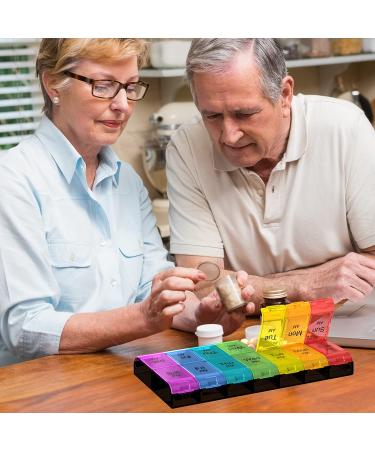 XL 2-Times-a-Day Weekly Pill Organizer Rainbow - 7-Day AM PM Pill Case for Vitamins and Medications - Oversized Big Pill Container - Buy Online on GoSupps.com